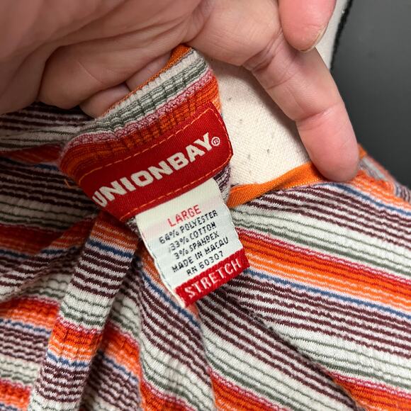 Vintage women's L 90s 2000's stretch crop relaxed fit crew neck stripe tee - Picture 4 of 4